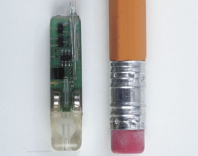Bravo pH device compared with the tip of a pencil